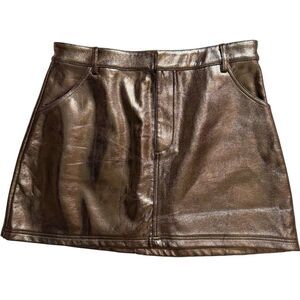 Bohme Metallic Faux Leather Mini Skirt‎ Bronze Y2K Clubwear NWT M